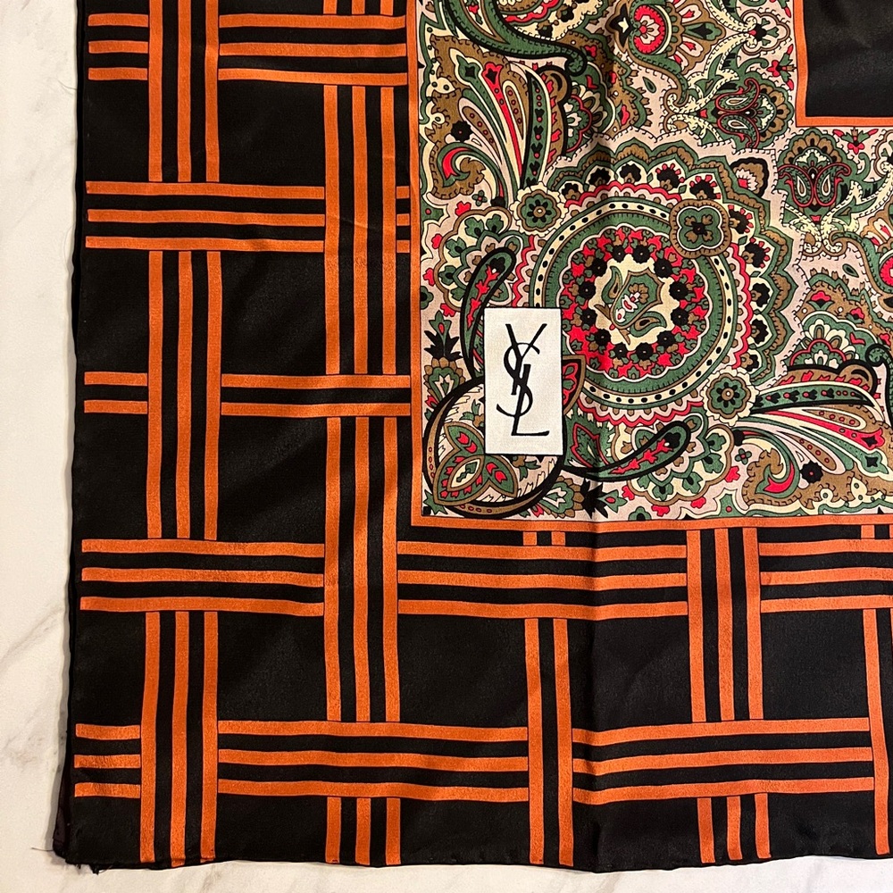 Yves Saint Laurent YSL Vintage 35” Square 100% Silk Scarf